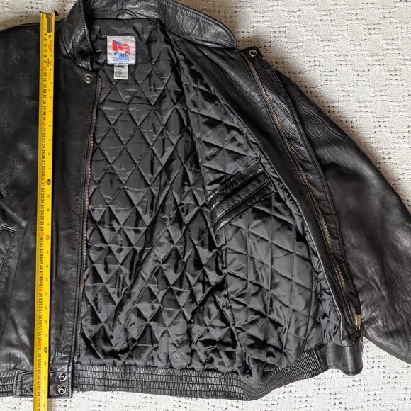 CAN-AM Men's XL Leather Bomber Jacket Calgary Flames 1999-2007 Logo Made Canada - Picture 5 of 8